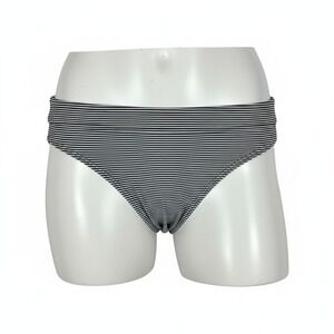 Prana Breya Hipster Black Striped Bikini Swim Bottom XL Beach Poolcore Vacation